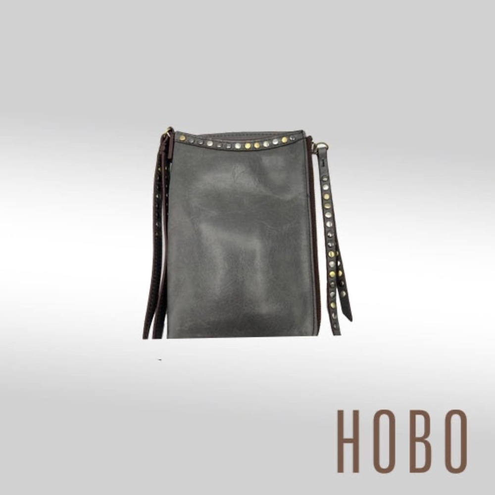 HOBO Moxie Charcoal Leather Studded Bag
